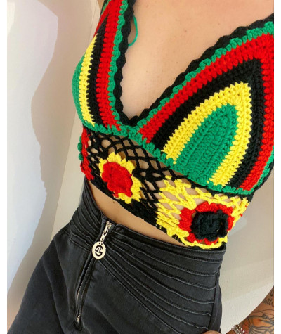 Top crochet rosso e verde...